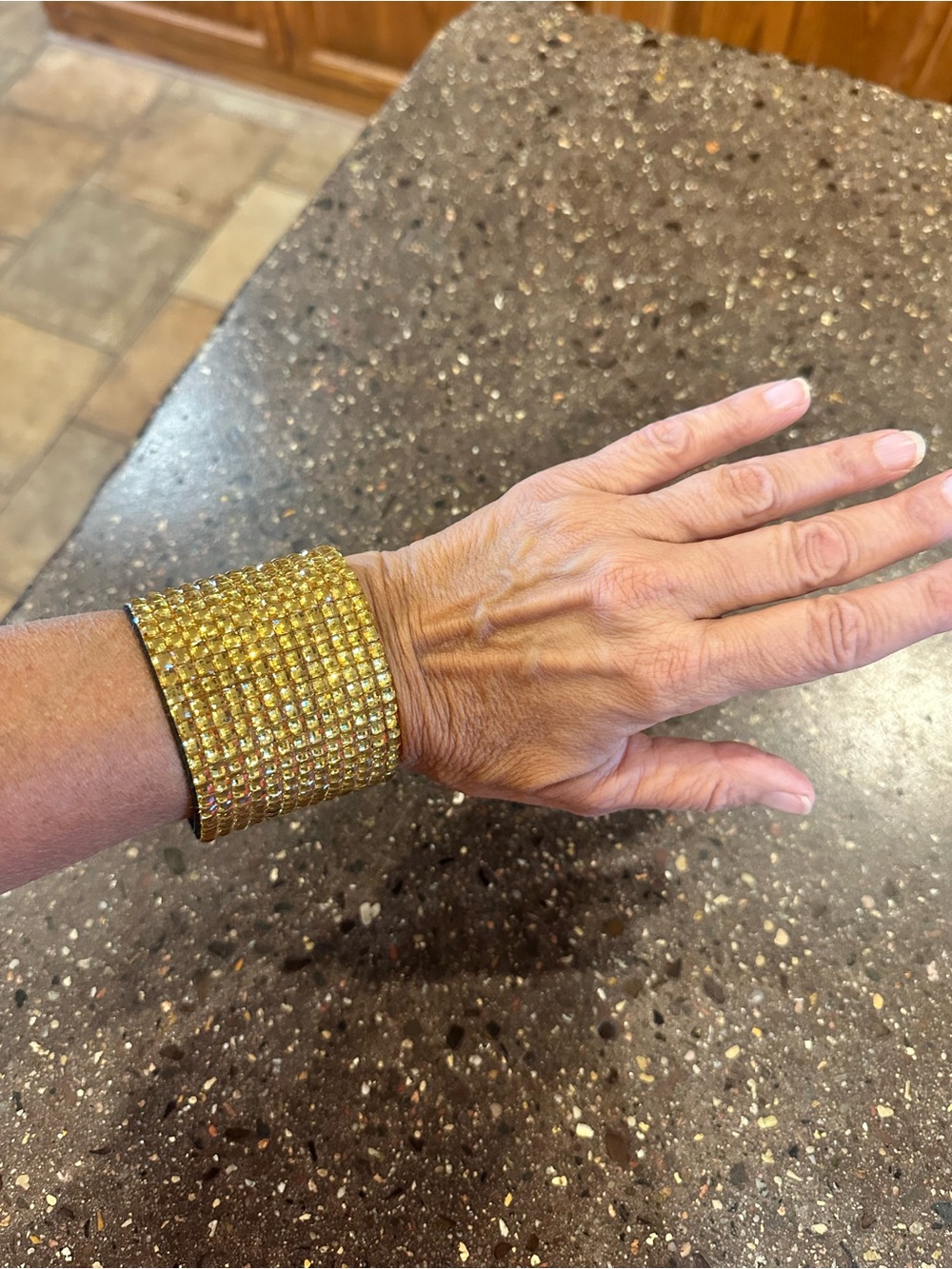 Gold Crystal Wide Cuff Bracelet
